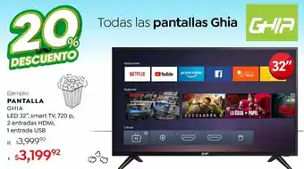 DelSol Pantalla ghia led 32" smart tv oferta