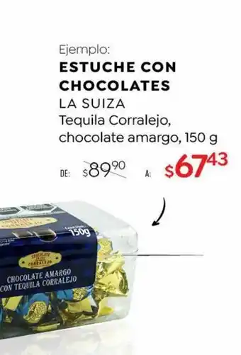 Estuche con chocolates la suiza tequila corralejo 150g