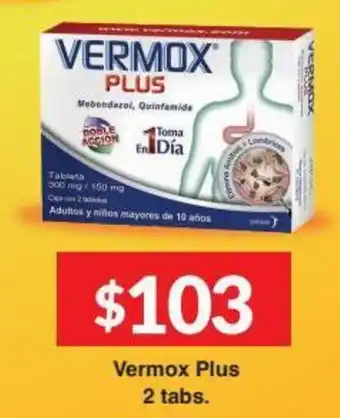 Farmacias Zapotlan Vermox Plus 2 tabs. oferta