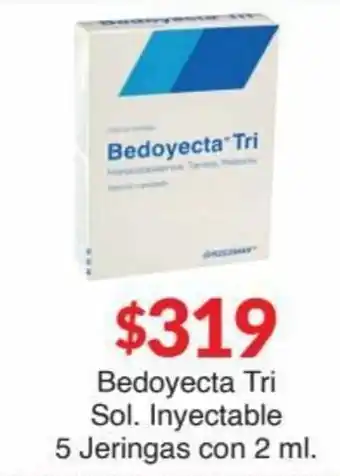 Farmacias Zapotlan Bedoyecta Tri Sol. Inyectable 5 Jeringas con 2ml oferta