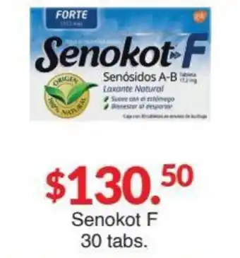 Farmacias Zapotlan Senokot-F Senósidos A-B 30 tabs. oferta