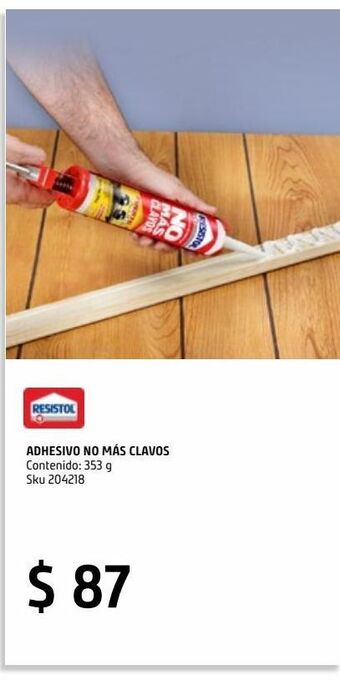 Sodimac Homecenter Resistol no más clavos adhesivo de montaje fuerte y fácil cartucho 353 gr oferta