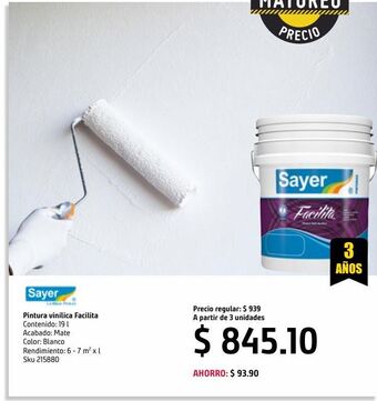 Sodimac Homecenter Pintura vinílica facilita blanco 19l oferta