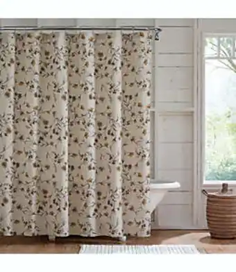 Cortina de baño de algodón bee & willow™ floral vine color beige
