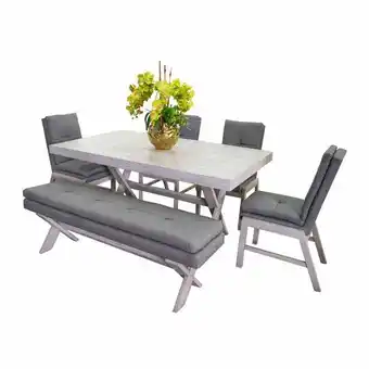 Comedor de 4 sillas,1 banca color gris