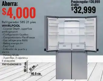 City Club Whirlpool Refrigerador SBS 21 pies oferta