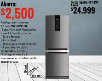 City Club Whirlpool Refrigerador Bottom 17 pies oferta