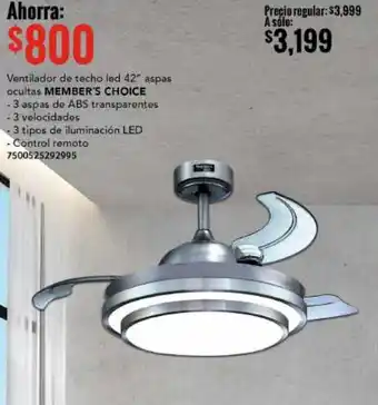 City Club Member's Choice Ventilador de Techo LED Aspas Ocultas 42" oferta