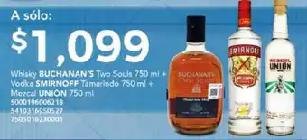 City Club Whisky Buchanan's Two Souls +Vodka Smirnoff Tamarindo +Mezcal Unión 750ml oferta