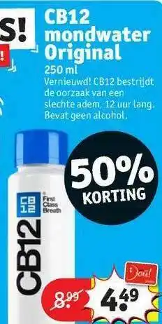 Kruidvat CB12 Mondwater Original 50% Korting aanbieding