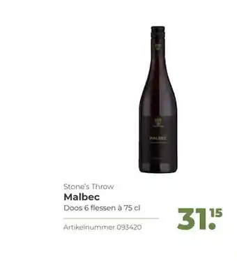 Bidfood Stone's Throw Malbec 75 cl aanbieding