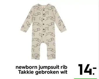 HEMA Newborn jumpsuit rib Takkie gebroken wit aanbieding