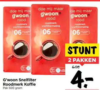 Vomar Voordeelmarkt G'woon snelfilter roodmerk koffię aanbieding