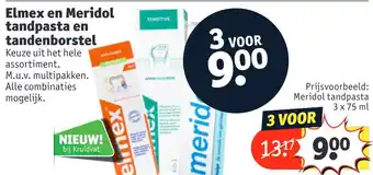 Kruidvat Elmex en Meridol tandpasta en tandenborstel 75ml aanbieding