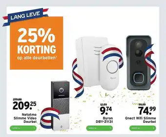 GAMMA Netatmo Slimme Video Deurbel, Byron DBY-21131 Of Qnect Wifi Slimme Deurbel 25% Korting aanbieding