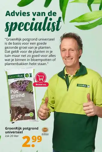 GroenRijk GroenRijk Potgrond Universeel 20 liter aanbieding