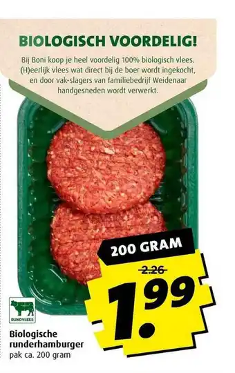 Boni Biologische Runderhamburger 200g aanbieding