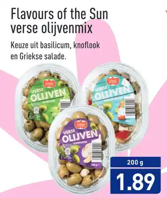 ALDI Flavours of the Sun verse olijvenmix 200g aanbieding