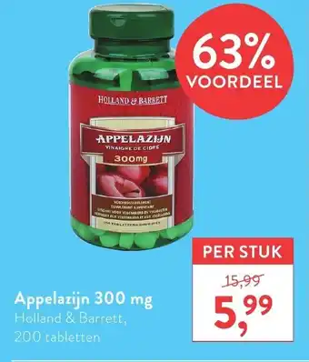 Holland & Barrett Holland & Barrett Appelazijn 300mg 200 tabs aanbieding