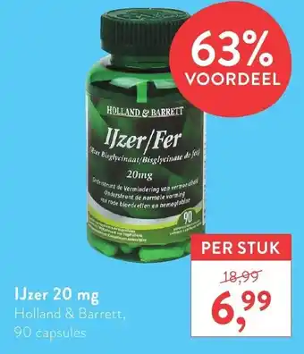 Holland & Barrett Holland & Barrett IJzer 20mg 90 capsules aanbieding