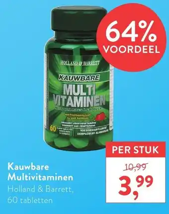 Holland & Barrett Holland & Barrett Kauwbare Multivitaminen 60 tabs aanbieding