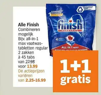 Albert Heijn Alle Finish 1+1 Gratis aanbieding