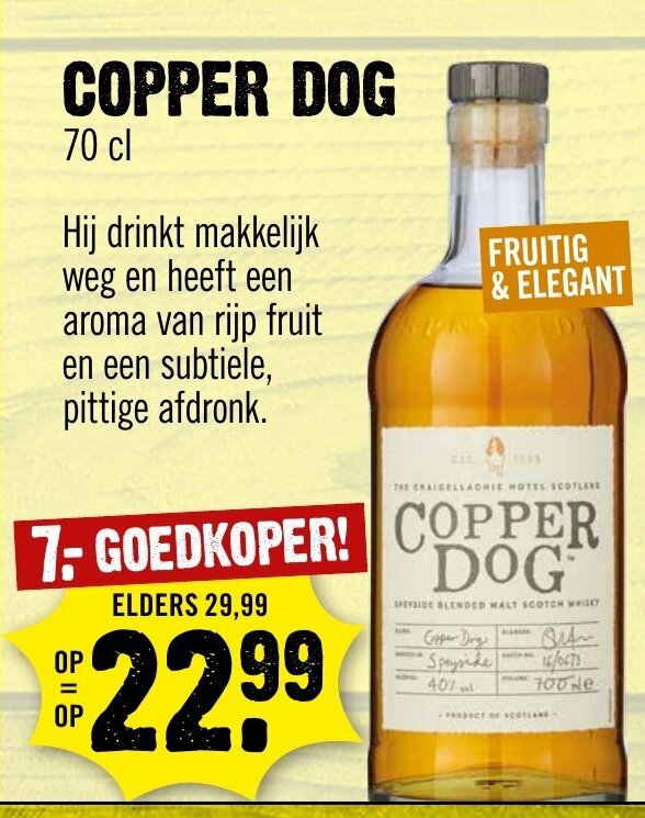 Copper Dog 70 cl aanbieding bij Dirck 3