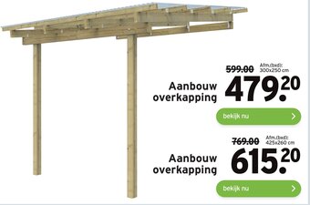 GAMMA Aanbouw overkapping 425x260 cm aanbieding