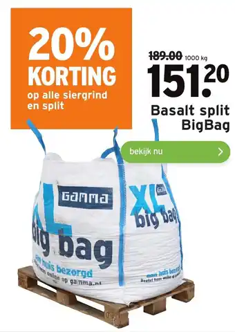 GAMMA GAMMA Basalt split BigBag 1000kg aanbieding