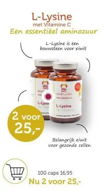 De Rode Pilaren L-Lysine met Vitamine C aanbieding