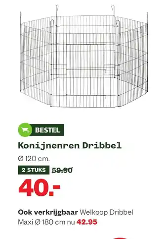 Welkoop Bestel Konijnenren Dribbel 120 cm 2 stuks aanbieding