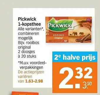 Albert Heijn Pickwick 1-Kopsthee aanbieding