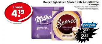 Trekpleister Douwe Egberts en Senseo milk based koffie per pak aanbieding