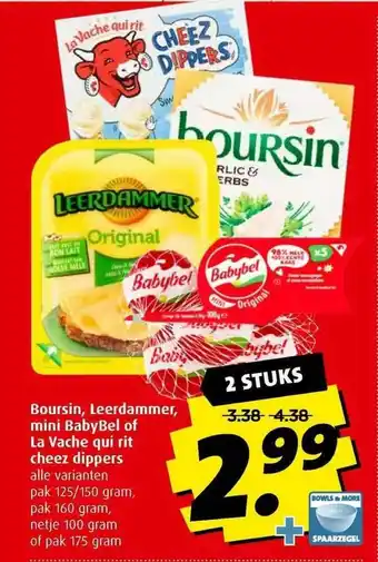 Boni Boursin, Leerdammer, Mini Babybel Of La Vache Qui Rit Cheez Dippers aanbieding