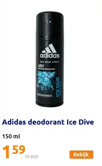 Action Adidas deodorant Ice Dive 150 ml aanbieding