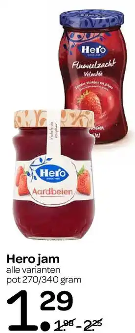 Spar Hero jam 270/340 gram aanbieding