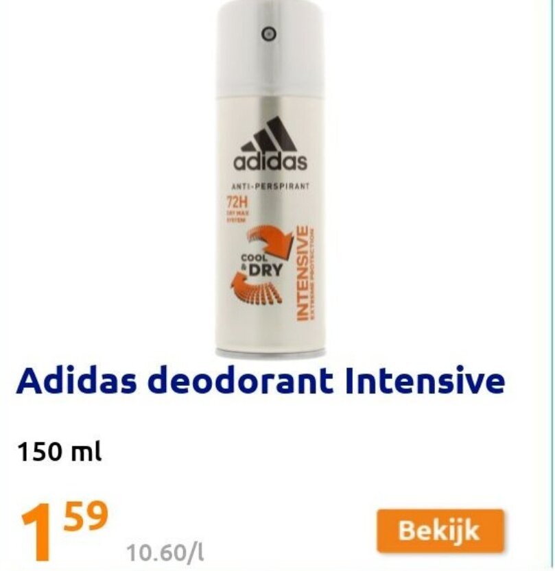 Adidas deodorant Intensive 150 ml aanbieding bij Action