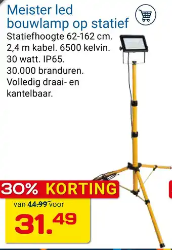 Kluswijs Meister led bouwlamp op statief aanbieding