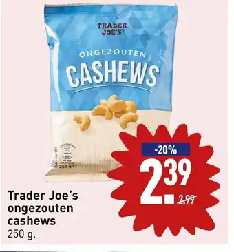 ALDI Trader Joe's ongezouten cashews 250g aanbieding