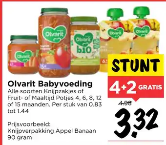 Vomar Voordeelmarkt Olvarit babyvoeding 90 gram aanbieding