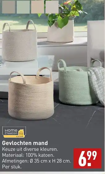 ALDI Home Creation Gevlochten mand 35 cm x H 28 cm aanbieding