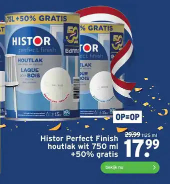 GAMMA Histor perfect finish houtlak wit 750 ml +50% gratis aanbieding