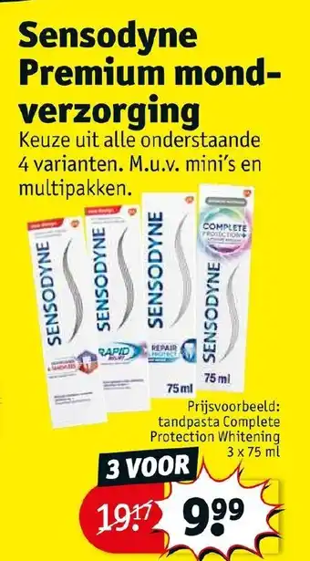 Kruidvat Sensodyne Premium mondverzorging 3x75 ml aanbieding