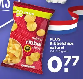 PLUS PLUS Ribbelchips naturel 215 gr aanbieding