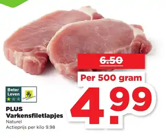 PLUS PLUS Varkensfiletlapjes 500 gr aanbieding