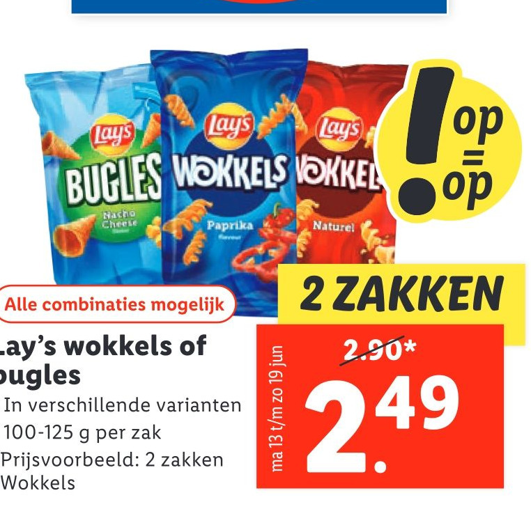 Lay's wokkels of bugles aanbieding bij Lidl