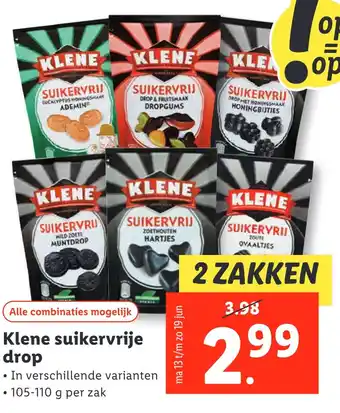 Lidl Klene suikervrije drop aanbieding