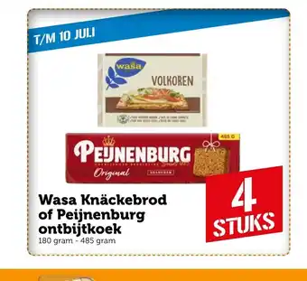 Coop Wasa Knackebrod of Peijnenburg ontbijtkoek 180 gram - 485 gram 4 stuks aanbieding