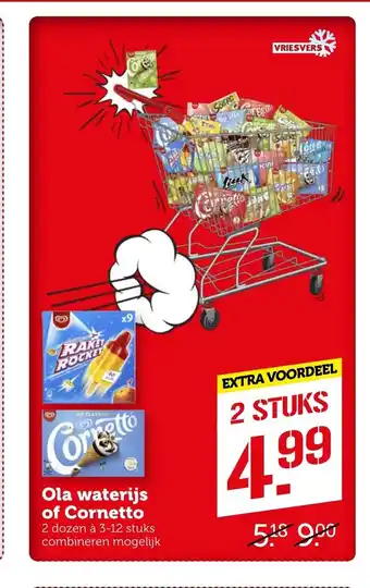 Coop Ola waterijs of Cornetto 2 dozen a 3-12 stuks 2 stuks aanbieding