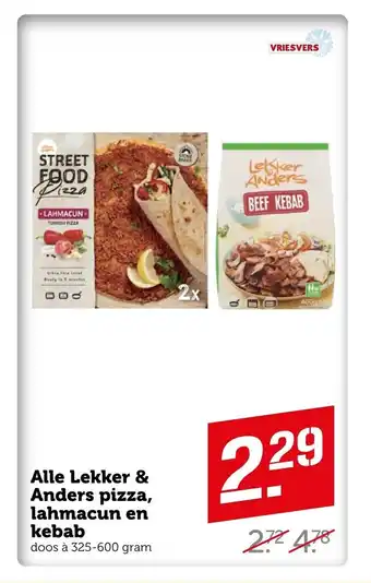 Coop Alle Lekker & Anders pizza, lahmacun en kebab doos a 325-600 gram aanbieding